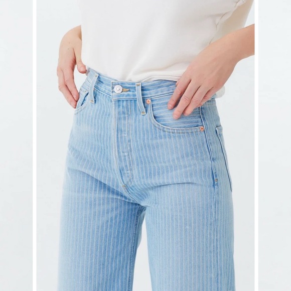 CITIZENS OF HUMANITY Sacha Wide Leg High Rise Crop Laguna Stripe Size 30 - Picture 3 of 16